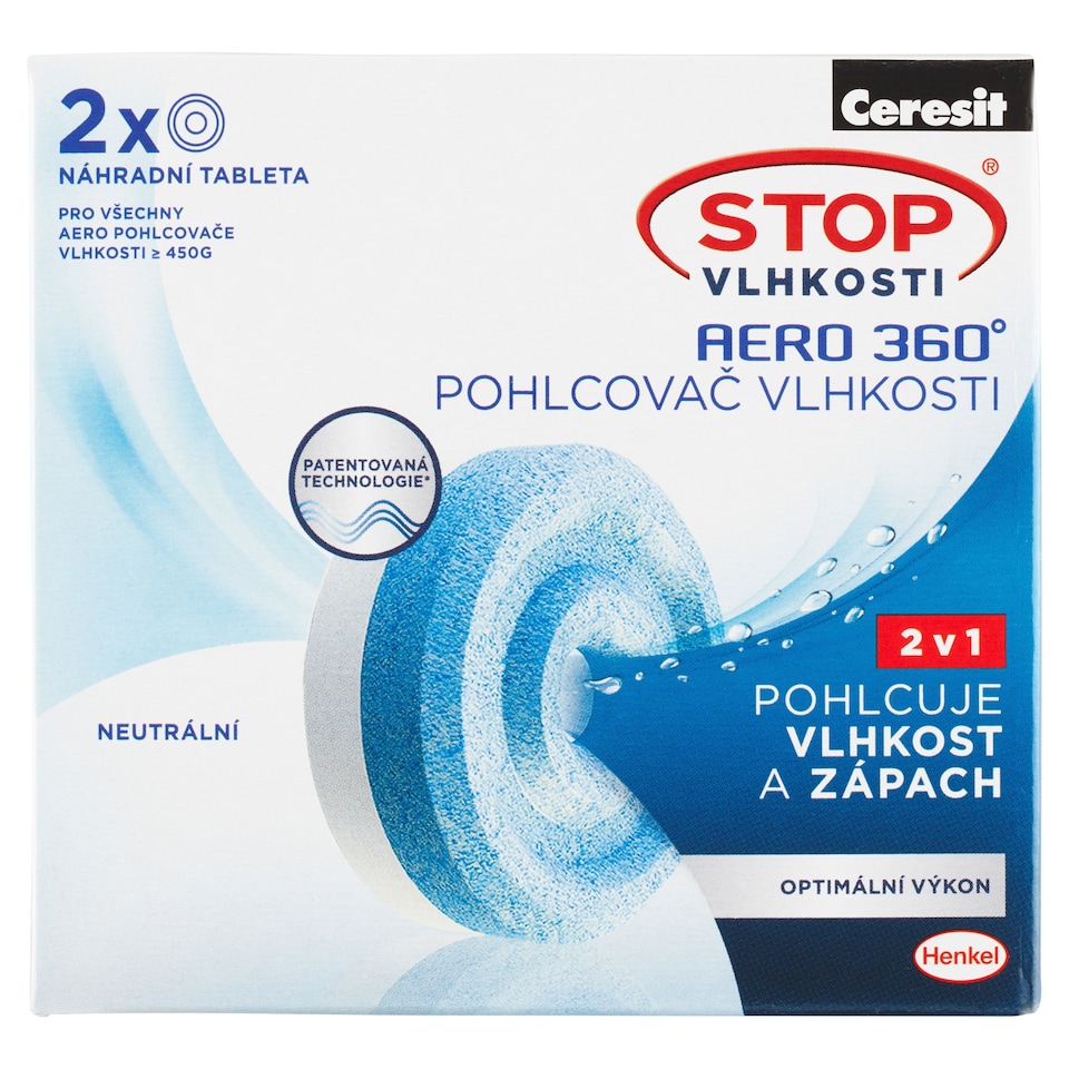 Obrázek 1 pro produkt Ceresit Stop Vlhkosti Aero 360° náhradní tablety neutrální 2 x 450g (900g)