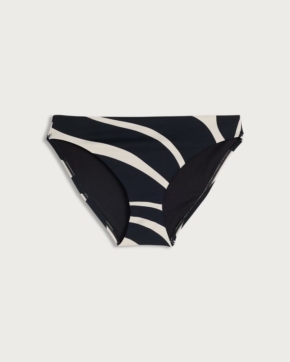 image 1 of F&F Abstract Print High Leg Bikini Bottoms in Multi Black White