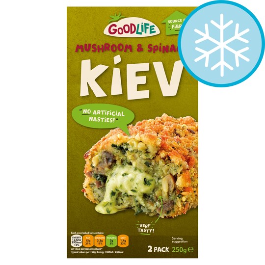 Goodlife Mushroom & Spinach Kievs 2 Pack 250G Tesco Groceries