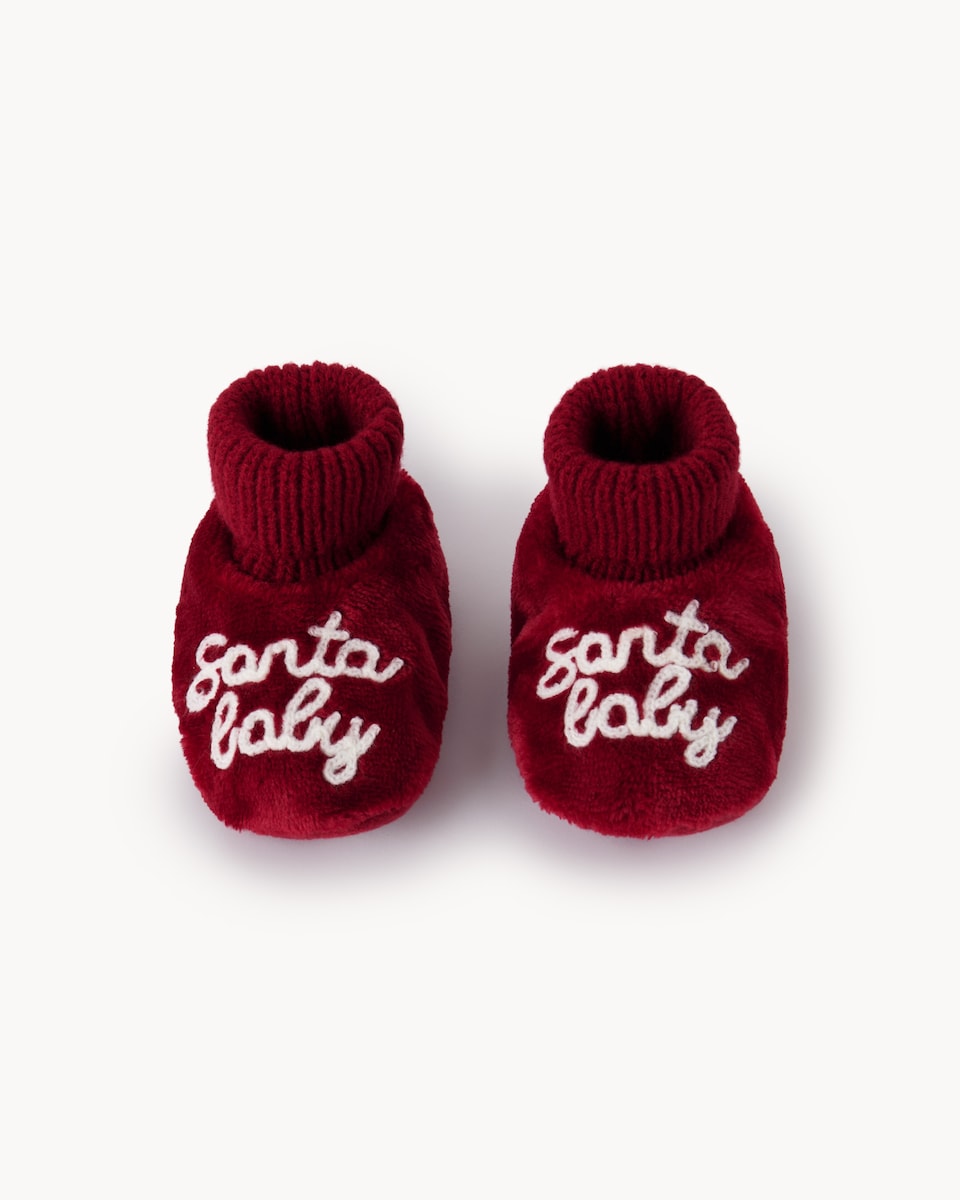 image 1 of Christmas Baby Santa Booties in Red