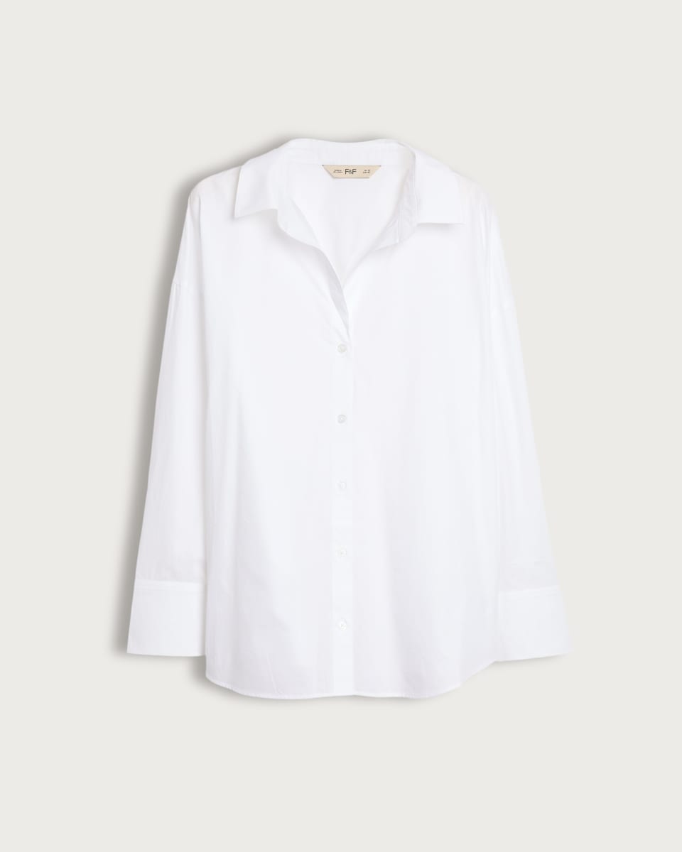 image 1 of F&F Pure Cotton Button Up Long Sleeved Shirt in White
