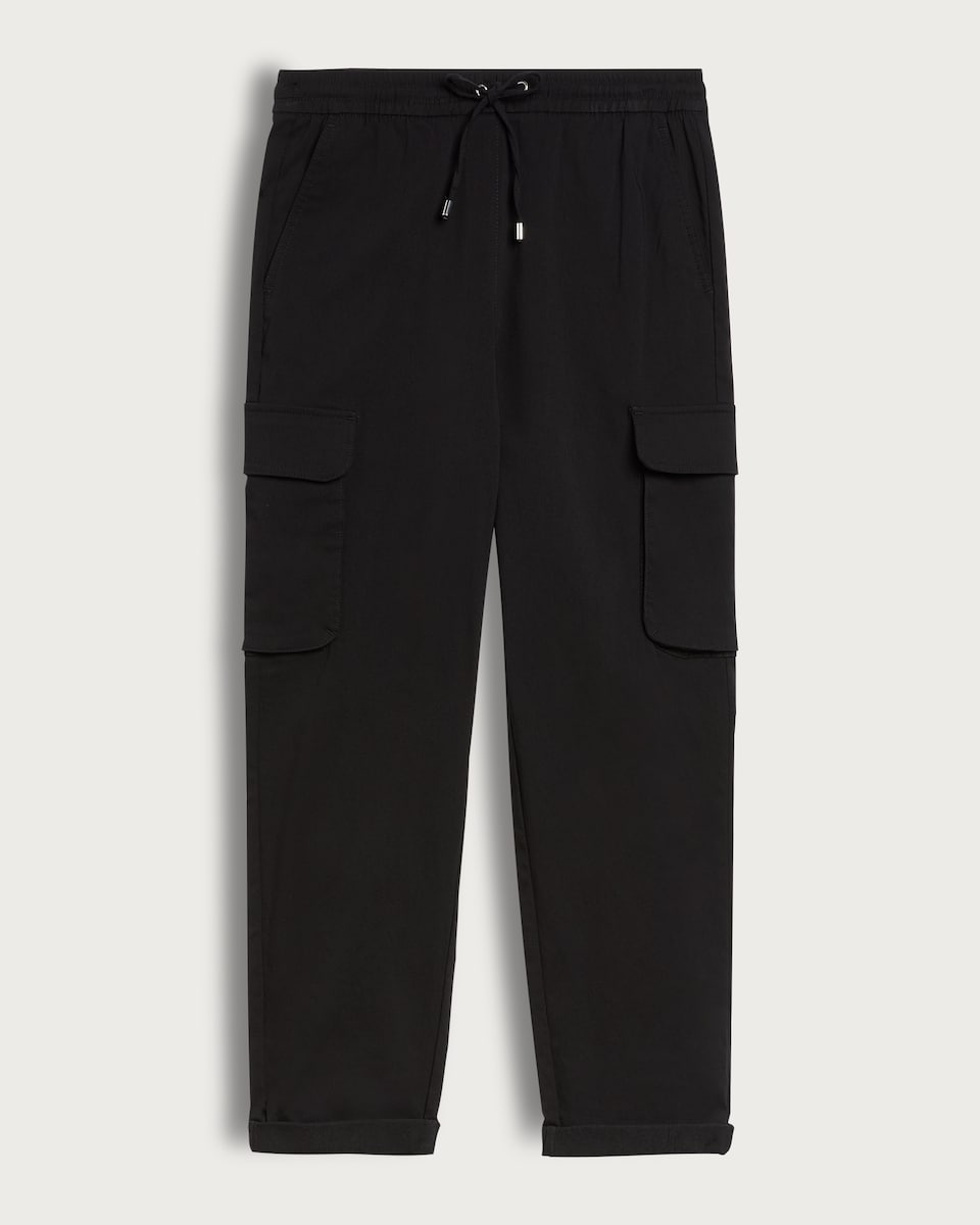 image 1 of F&F Ultra Comfort Cuffed Cargo Trousers in Black