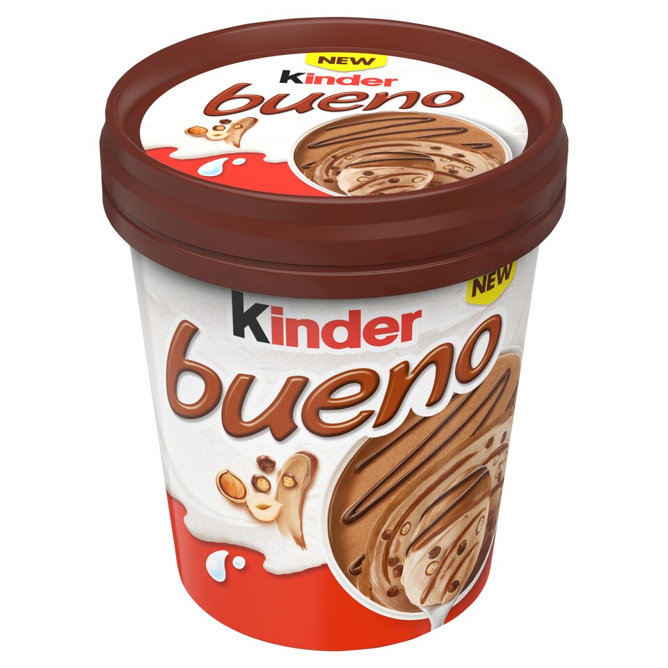 Obrázek 1 pro produkt Kinder Bueno Mražený mléčný krém lískoořechový s kousky sušenek v jemné mléčné čokoládě 455ml