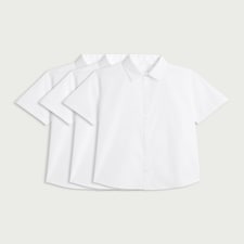 F&F School Boys 3-Pack Generous Fit Short Sleeved Shirts in White