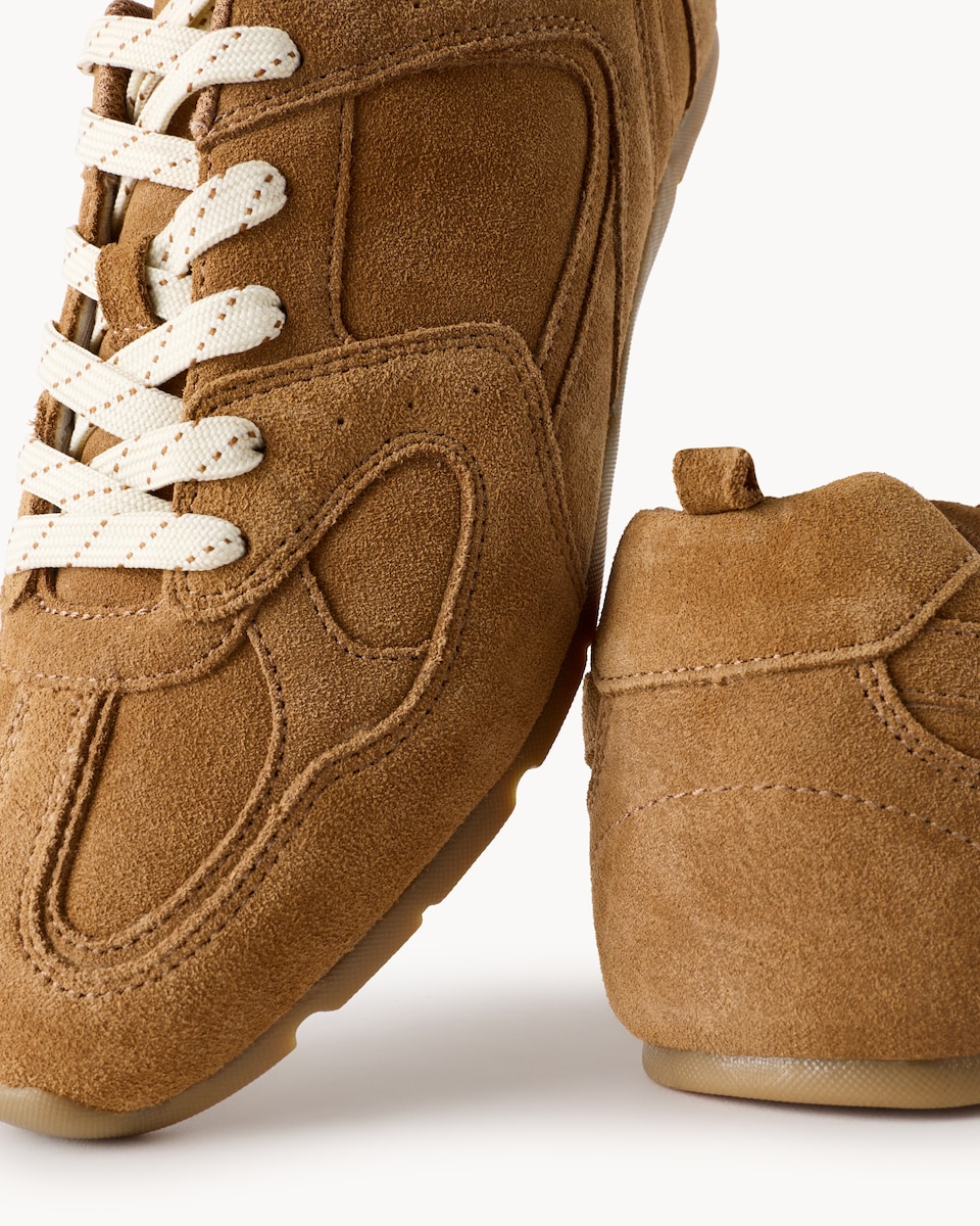 image 1 of F&F Leather Lace Up Trainers in Tan