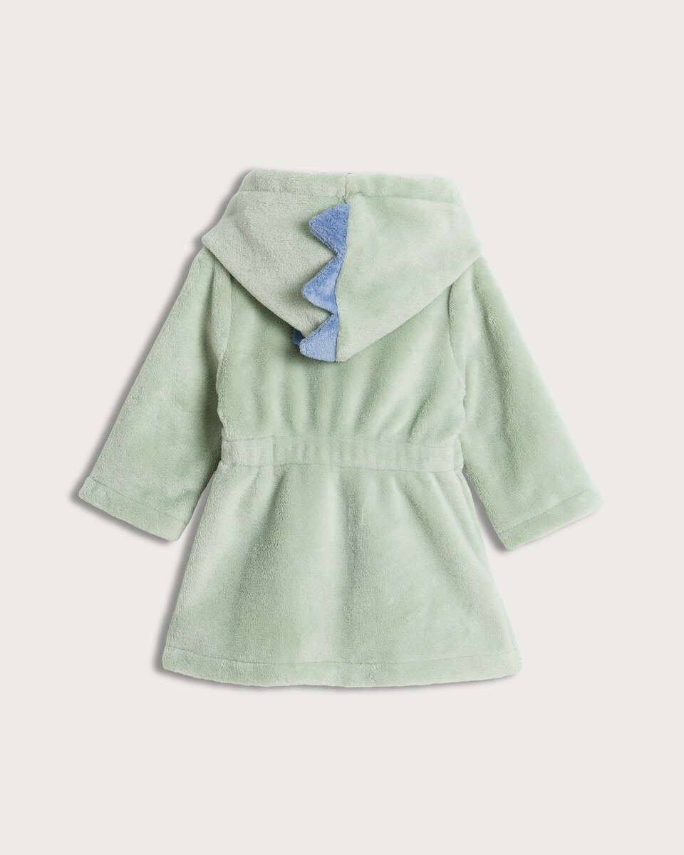 image 1 of F&F Baby Fleece Dinosaur Spiked Hooded Dressing Gown in Green