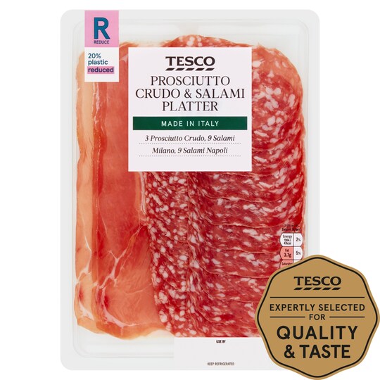 Tesco Prosciutto Crudo & Salami Platter 120G Tesco Groceries