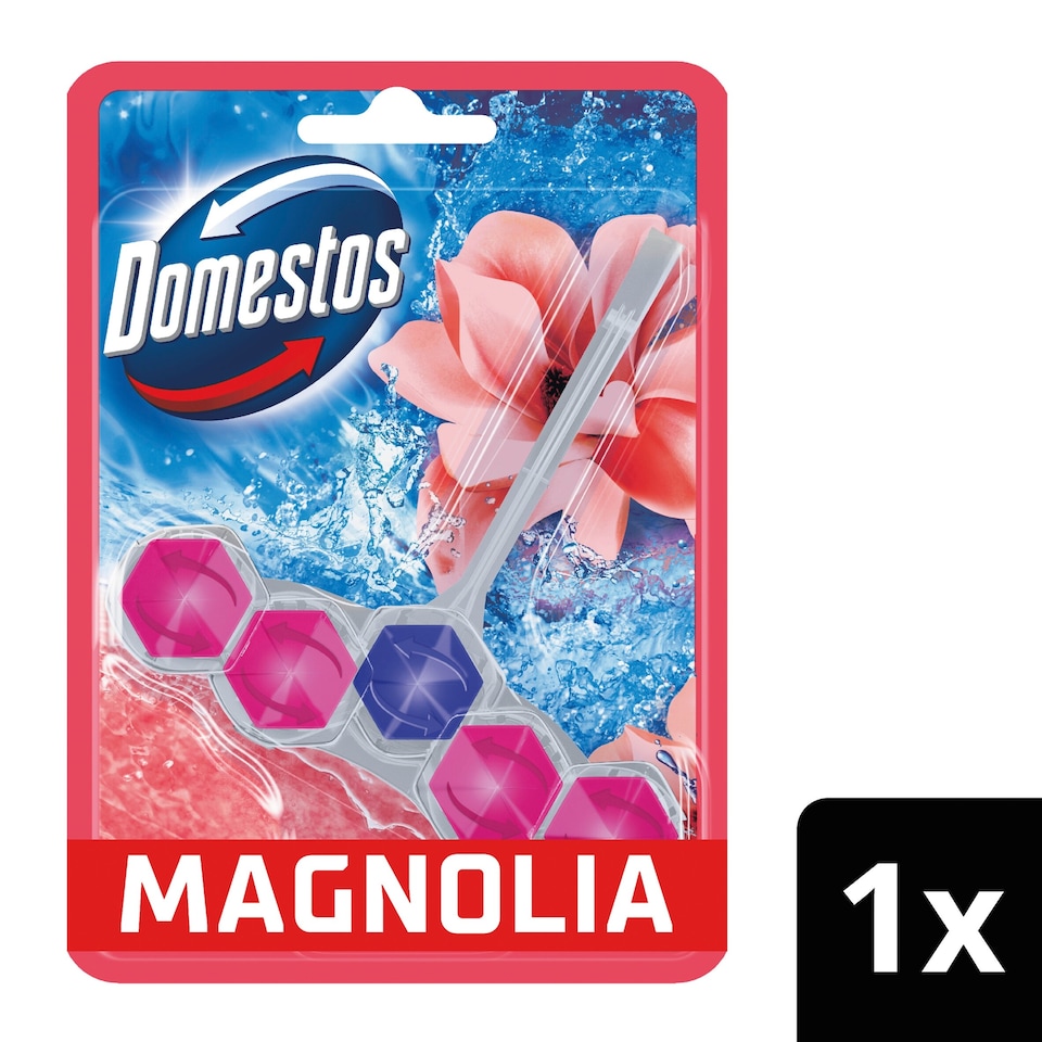 image 1 of Domestos Power 5 Toilet Rim Block Freshener Pink Magnolia 50g