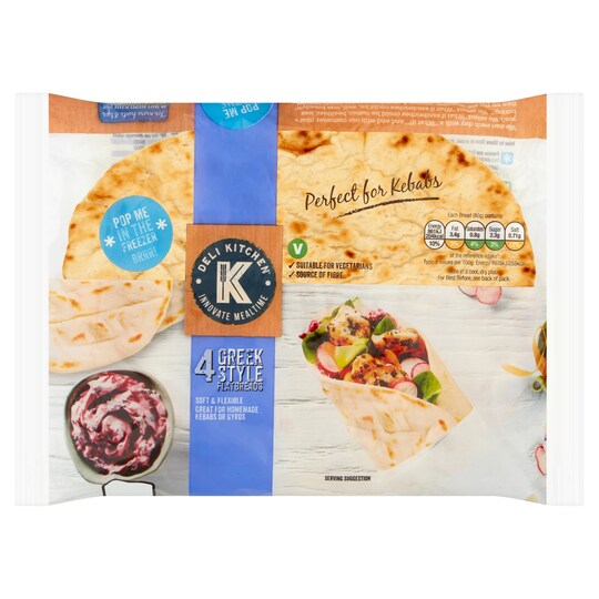 Deli Kitchen 4 Greek Style Flatbreads 320G Tesco Groceries