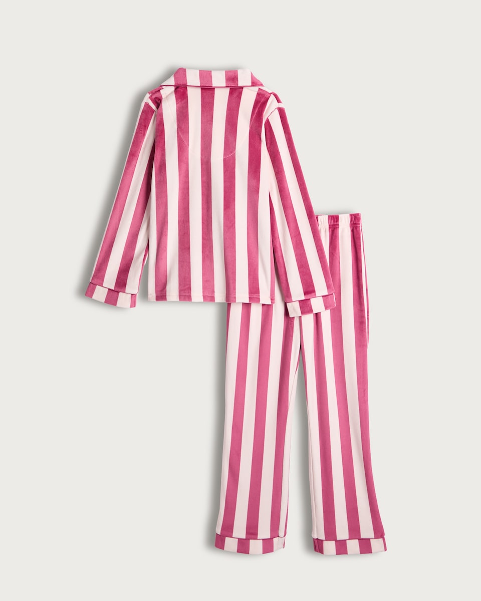 image 1 of F&F Girls Stripe Print Pyjamas with Scrunchie in Multi