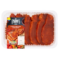 Tesco Fire Pit 6 Bbq Maple Pork Loin Steaks 600G