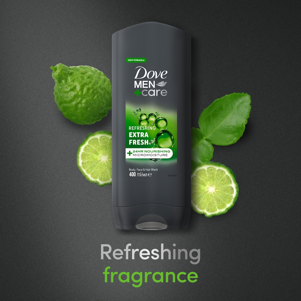 image 1 of Dove Men+Care Refreshing 3-in-1 Hair, Face and Body Wash Extra Fresh 400 ml