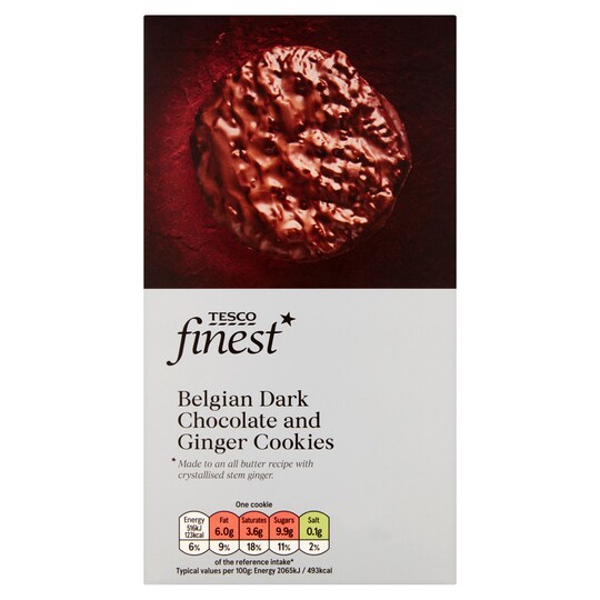 Tesco Finest Dark Chocolate Ginger Cookies 200G Tesco Groceries