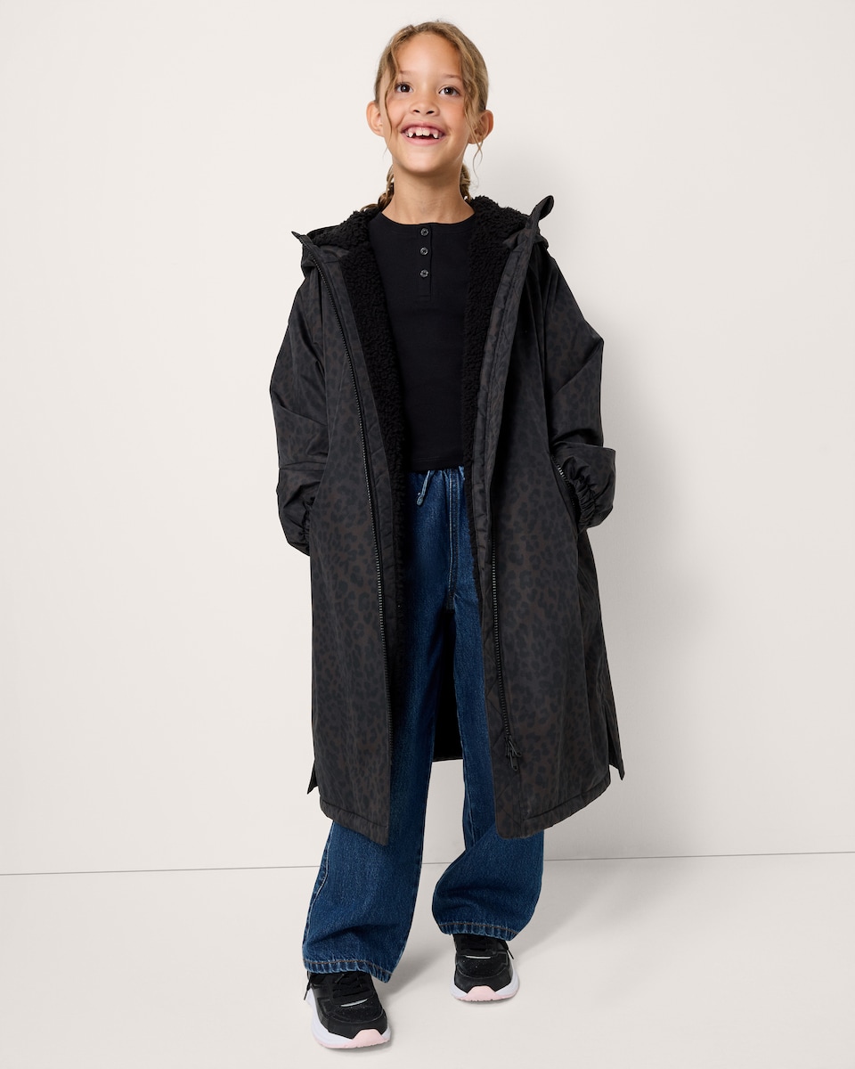 image 1 of F&F Active Girls EVERYWEATHER Waterproof All Weather Robe in Multi Brown