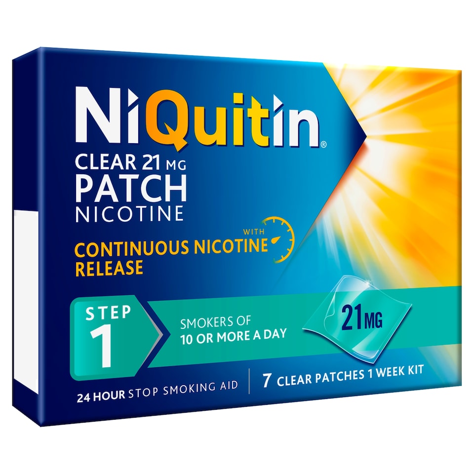 image 1 of NiQuitin Clear Patch Stop Smoking Aid 21mg Nicotine Patches 7s