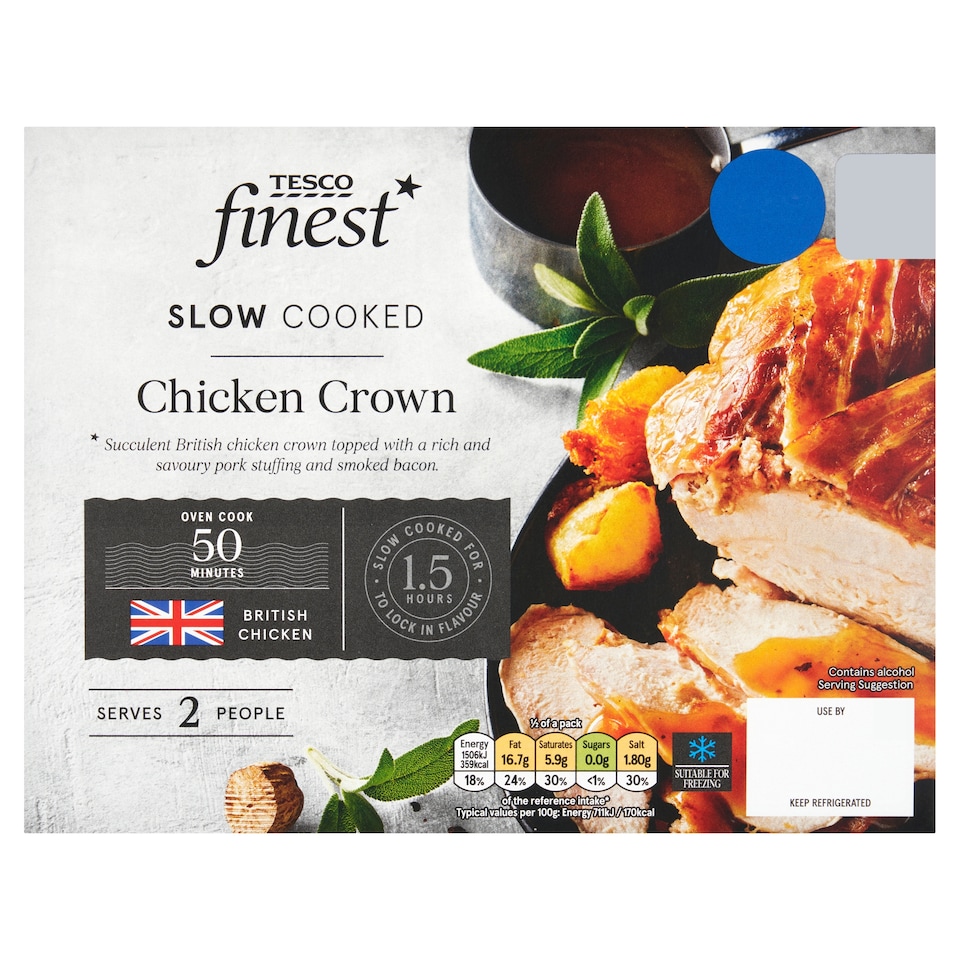 Tesco Finest Slow Cooked Chicken Crown with Stuffing and Bacon 750g