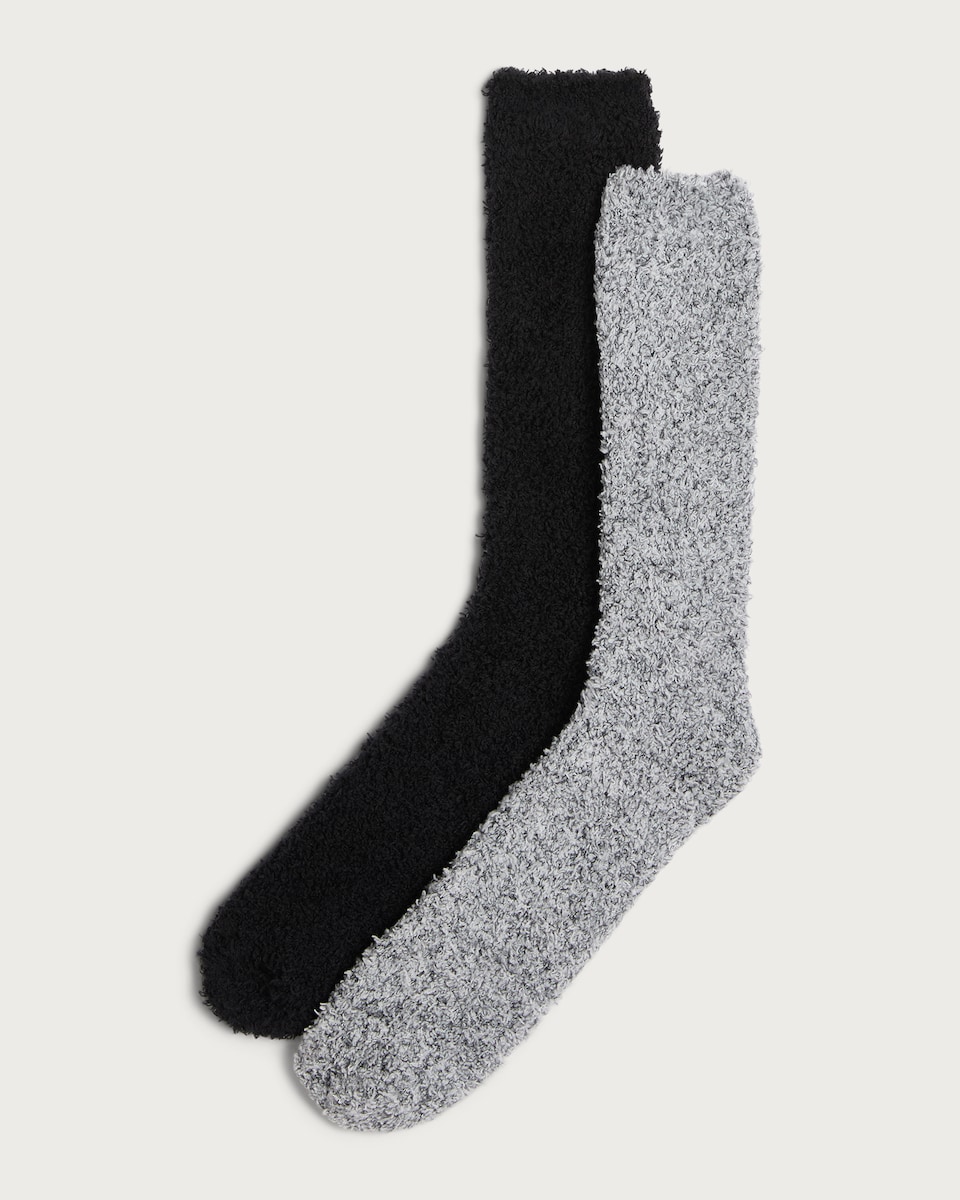 F&F 2-Pack Fluffy Socks in Grey Marl