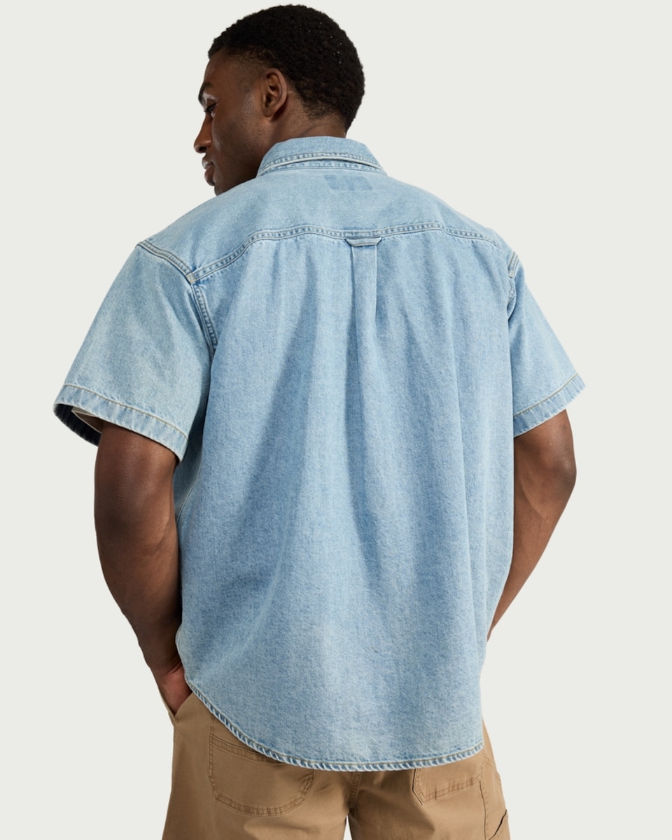 image 1 of RDA Button Up Pure Cotton Short Sleeved Shirt in Blue