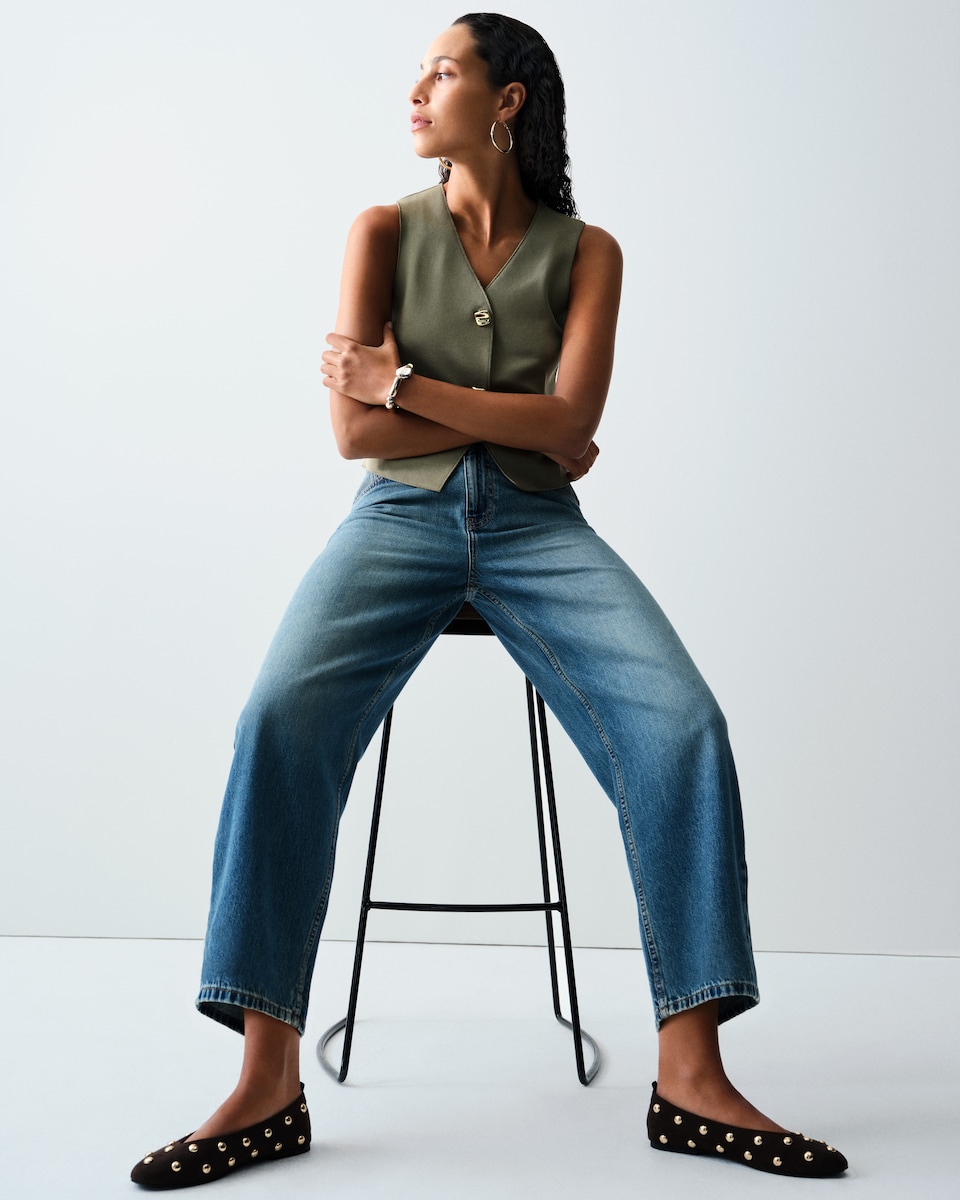 image 1 of The F&F Edit Barrel Leg Jeans in Blue