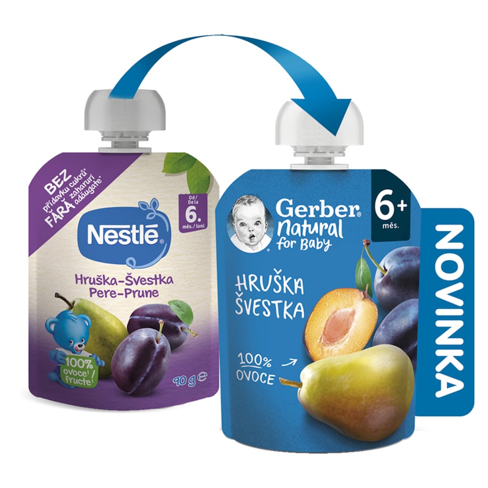 image 1 of GERBER Natural Bag of Pear and Plum 90g
