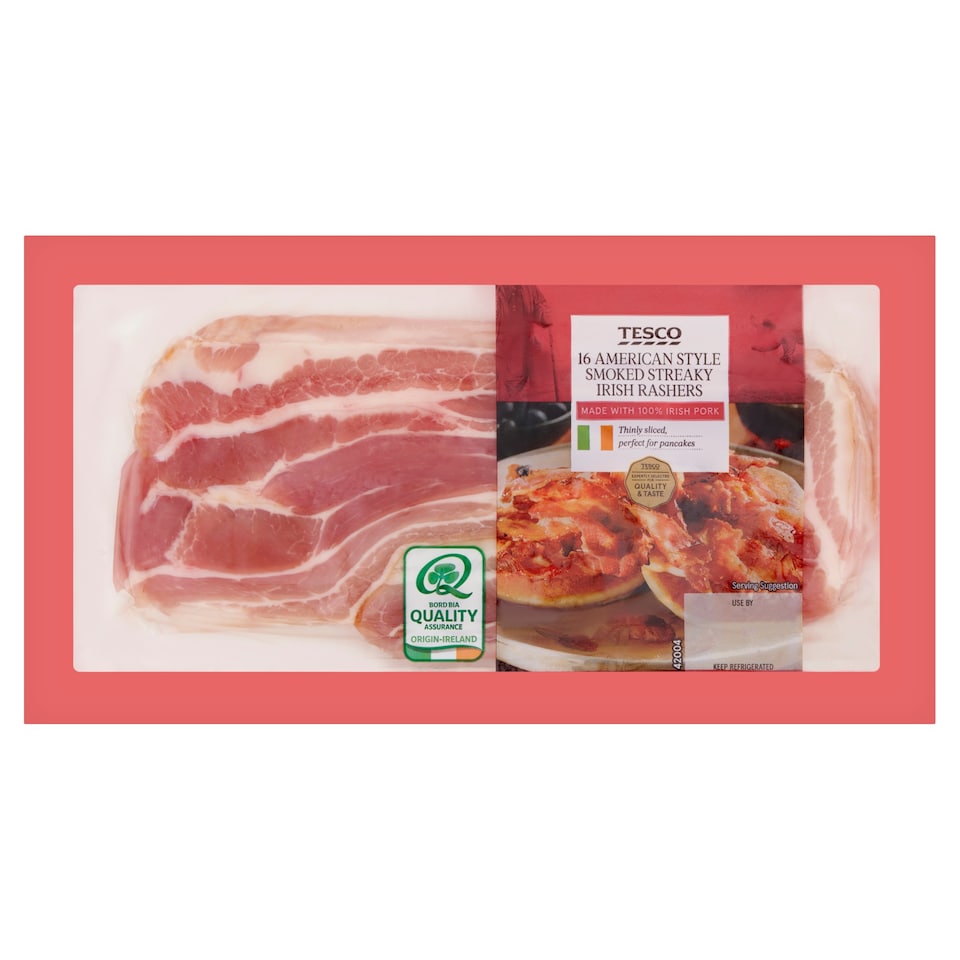 Tesco 16 American Style Smoked Streaky Irish Rashers 170g