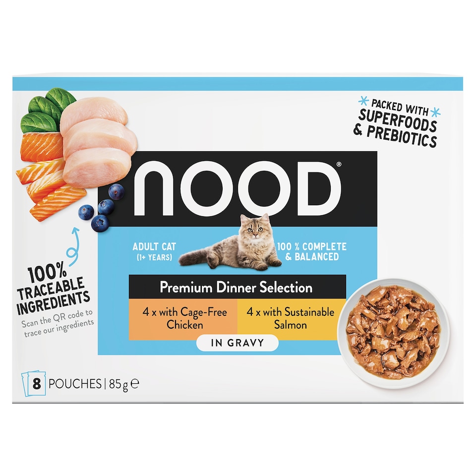 image 1 of Nood Cat Dinner Selection Chicken & Salmon In Gravy 8X85g