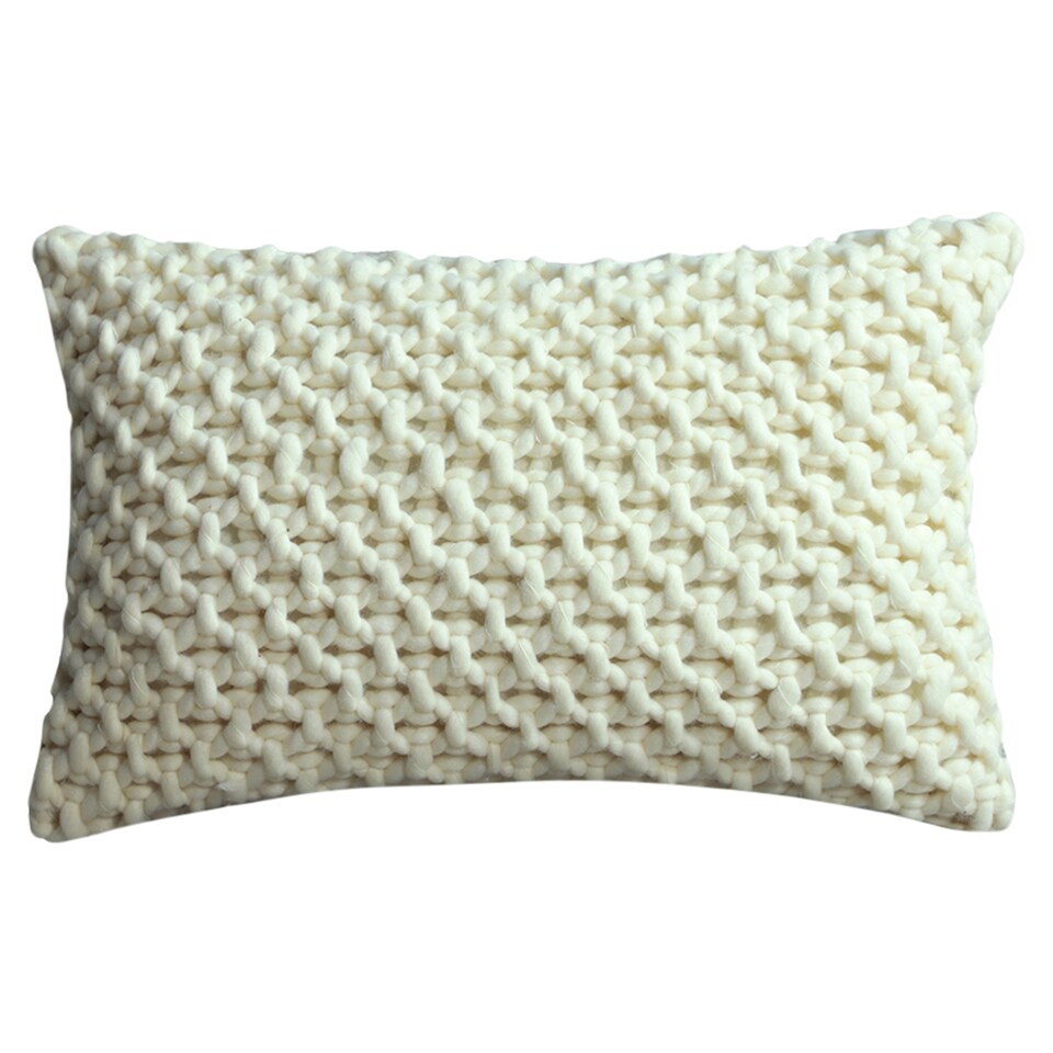 F&F Home Knitted Cream Cushion 30 x 50 cm