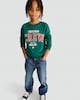 image 2 of F&F Boys Cotton Rich Christmas Crew Sweatshirt in Green