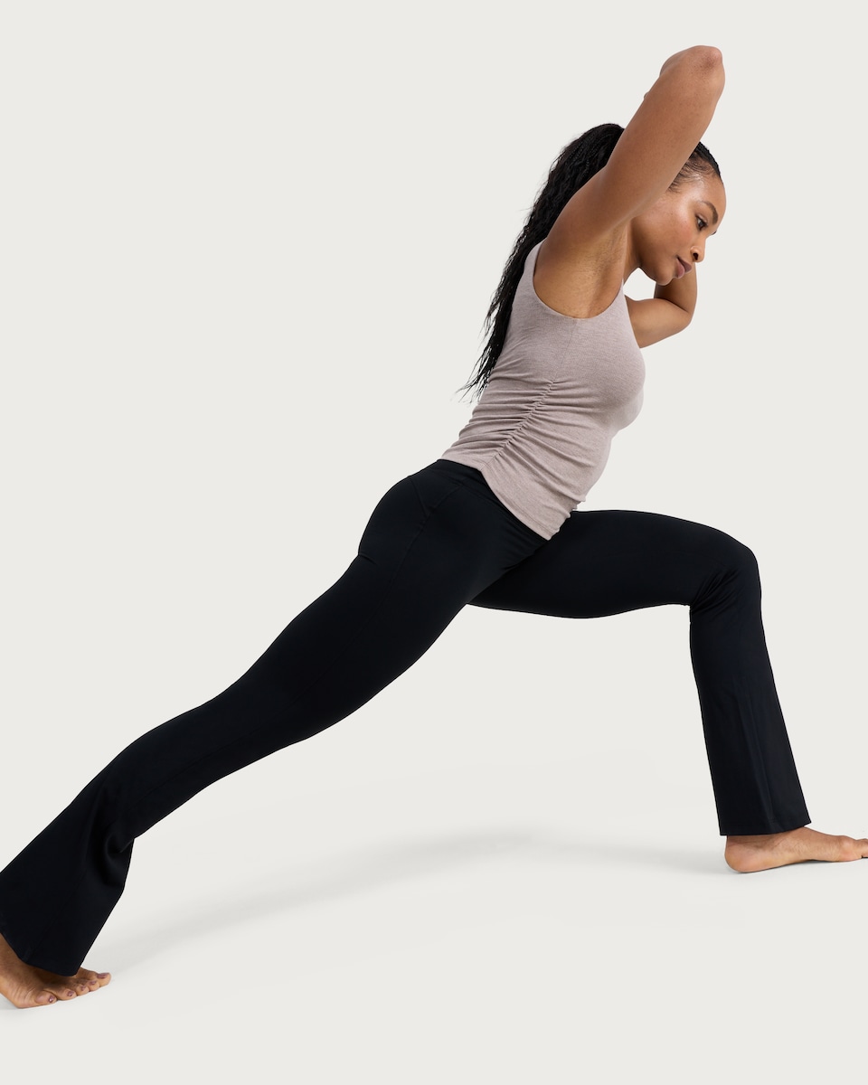 image 1 of F&F Active ULTRASTRETCH High Waisted Flared Leggings in Black