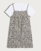image 4 of F&F Girls Cotton Rich Leopard Print Layered Dress in Multi