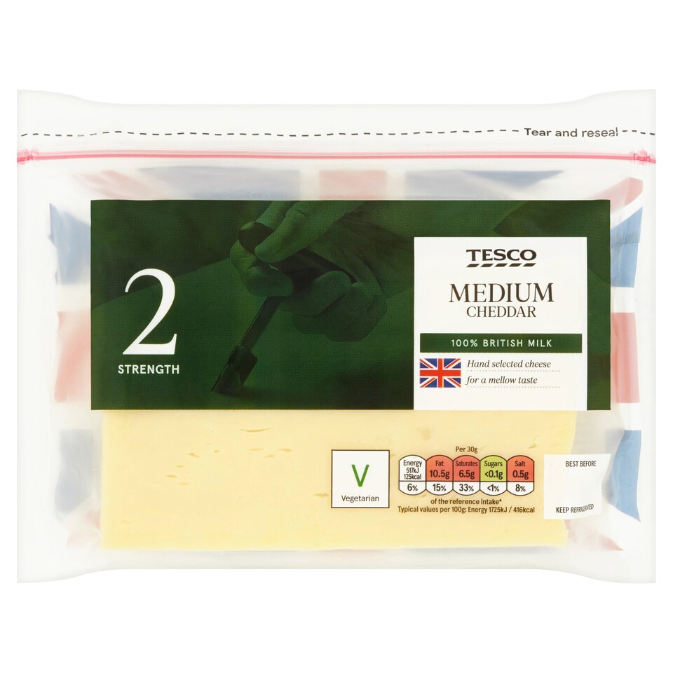 Tesco British Medium Cheddar Cheese 460G
