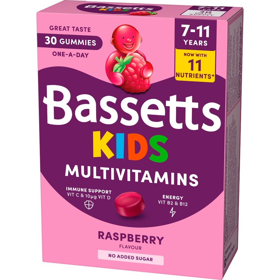 image 1 of Bassetts Kids Multivitamin, 7-11 years Raspberry Gummies x 30