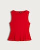 image 4 of F&F Pleated Sleeveless Peplum Top in Red