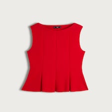 F&F Pleated Sleeveless Peplum Top in Red