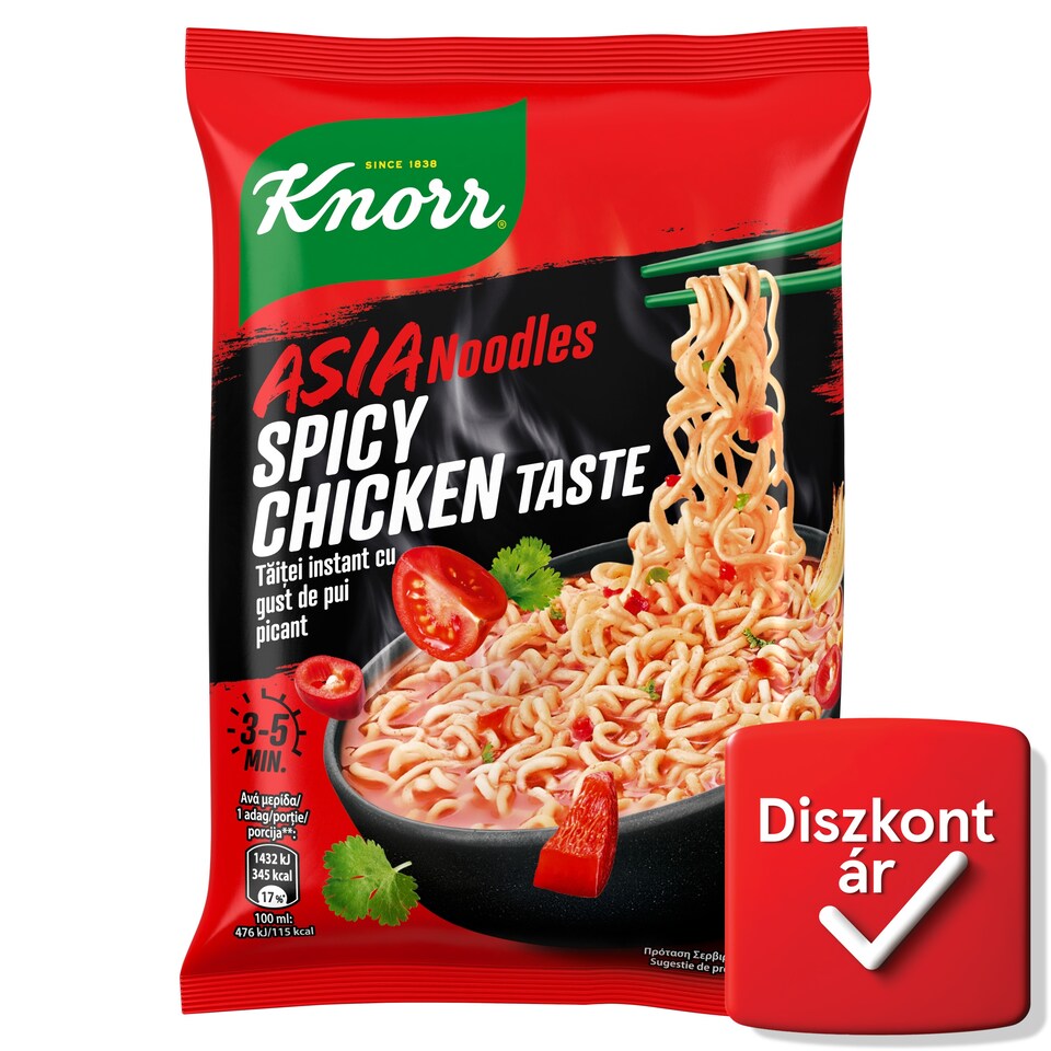 Knorr Asia Noodles ázsiai jellegű instant tésztaleves csípős csirke ízesítéssel 73 g