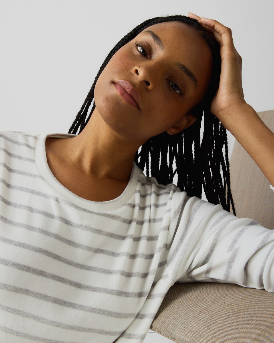 image 1 of F&F Fleece Striped Pyjama Set in Multi Grey