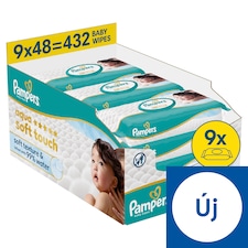 Pampers Aqua Soft Touch Baby Wet Wipes, 9 Packs of 48 Wipes = 432 Baby Wet Wipes