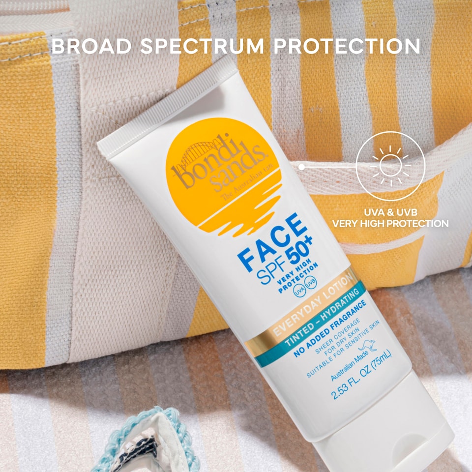 image 1 of Bondi Sands FACE SPF50+ Fragrance Free Tinted Hydrating Face Lotion 75ml