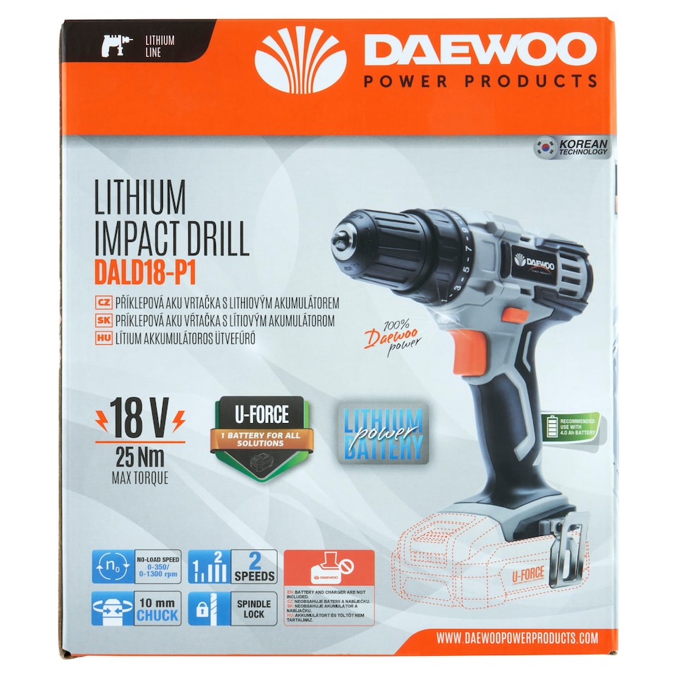 Obrázek 1 pro produkt Daewoo Příklepová aku vrtačka s lithiovým akumulátorem DALD18-P1