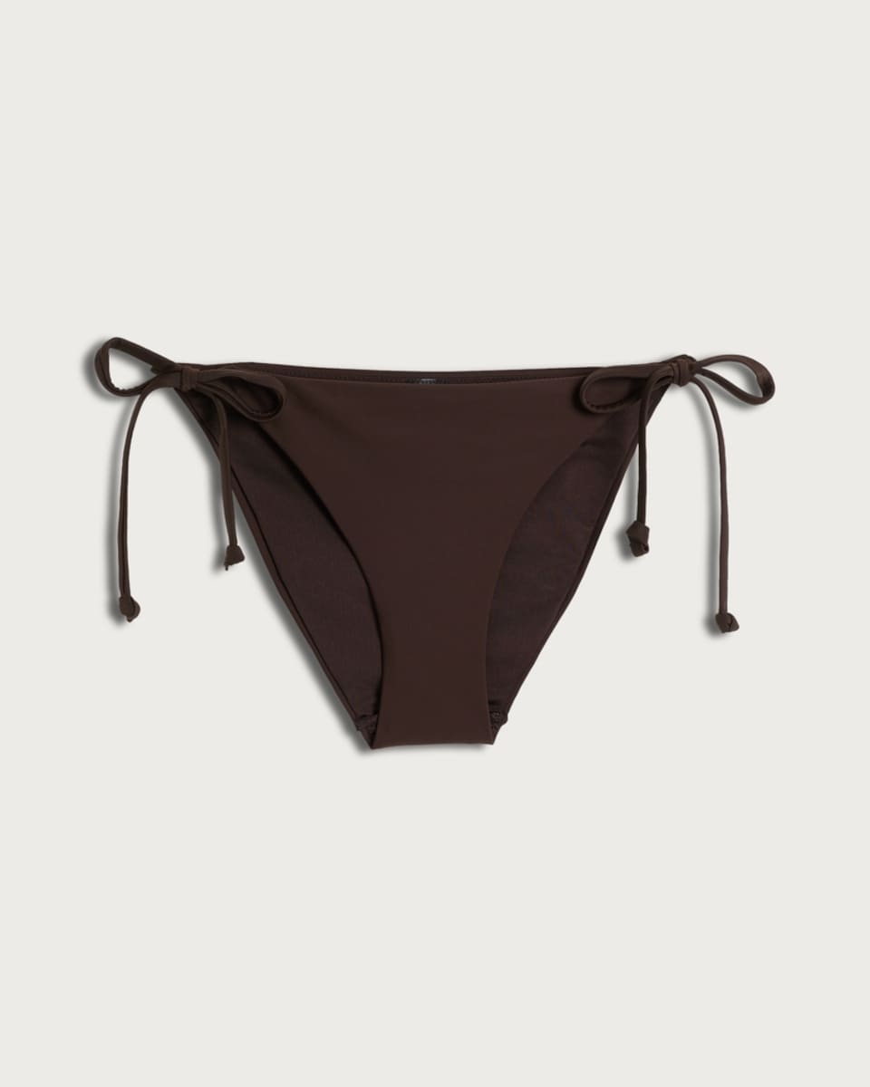 image 1 of F&F Tie Side Bikini Bottoms in Brown