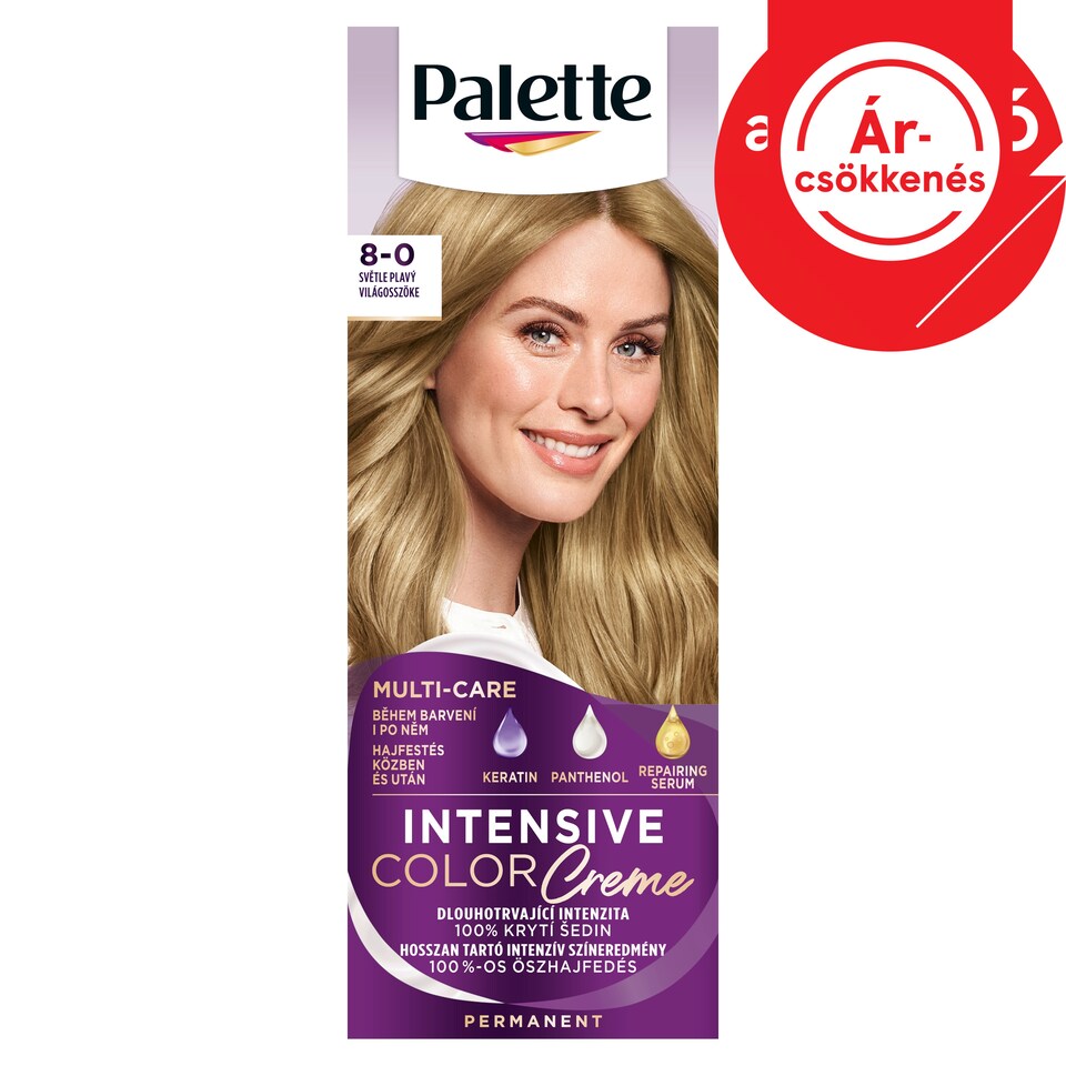 Palette Intensive Color Creme tartós hajfesték 8-0 Világosszőke  1. kép