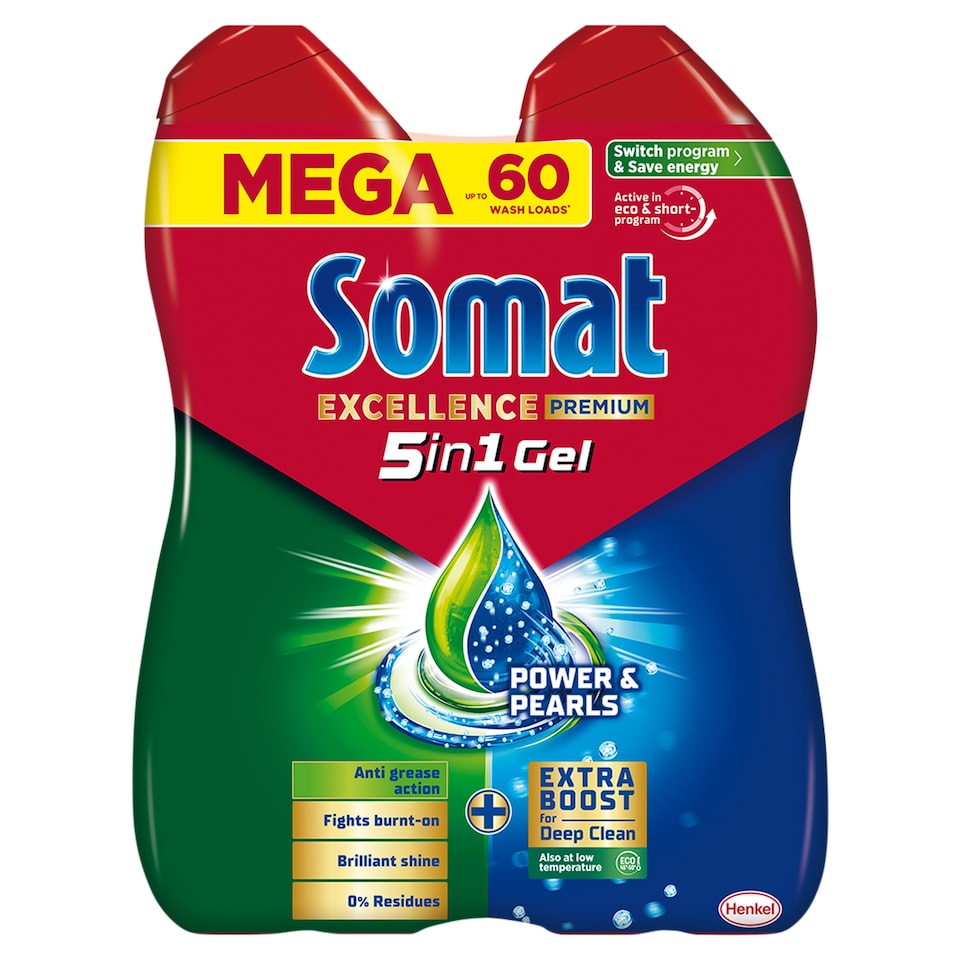 Somat Excellence Premium 5in1 Dishwasher Gel 2 x 540 ml