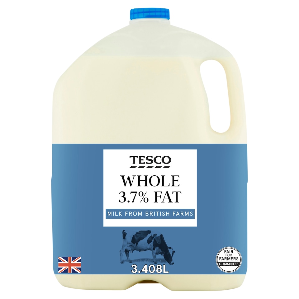 Tesco British Whole Milk 3.408L, 6 Pints