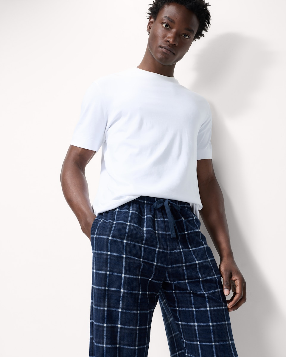 image 1 of F&F Waffle Fleece Checked Pyjama Bottoms in Multi
