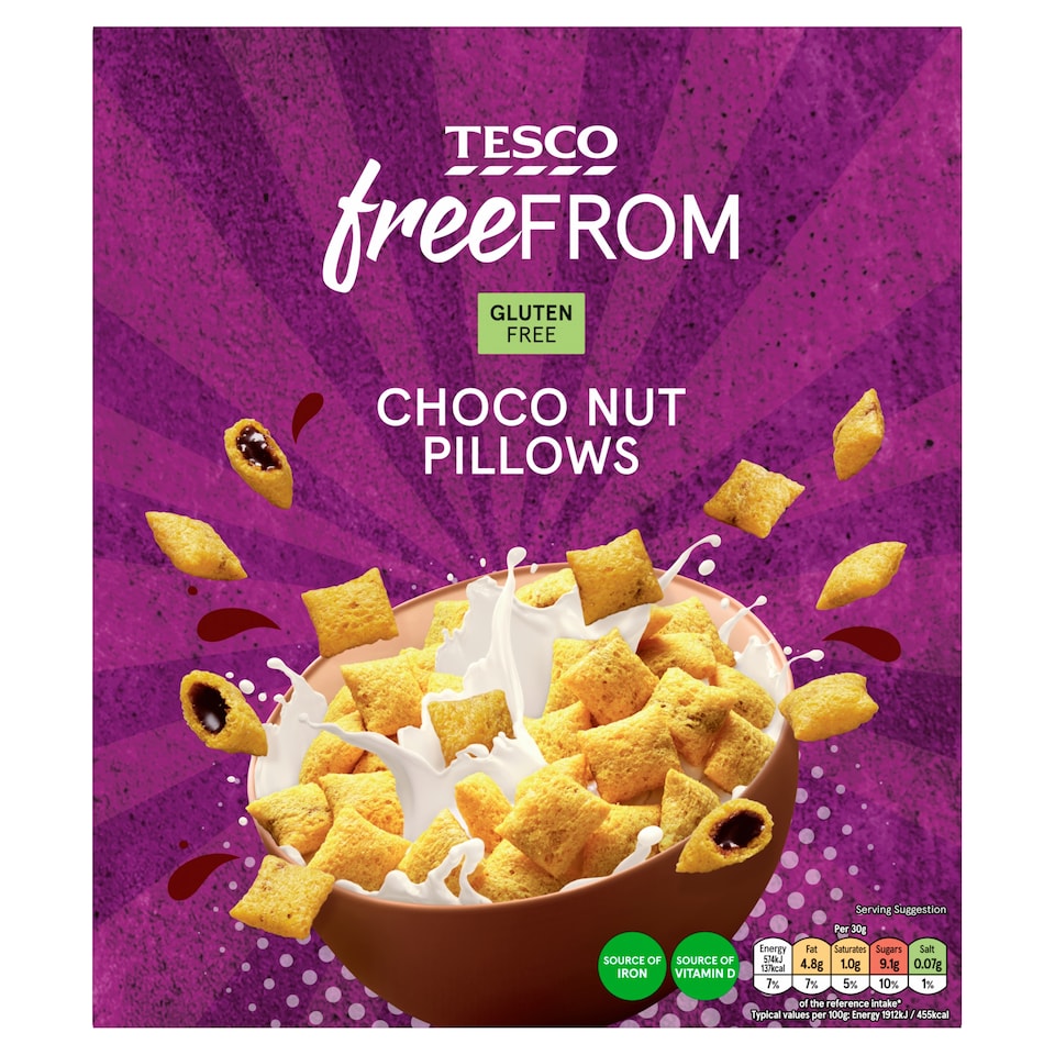 Tesco Free From Choco-Nut Pillows 300G.