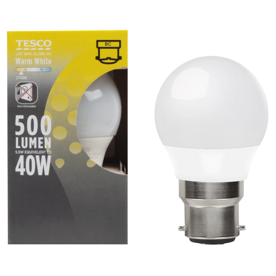 image 1 of Tesco Led Mini Globe 40W Bayonet Cap