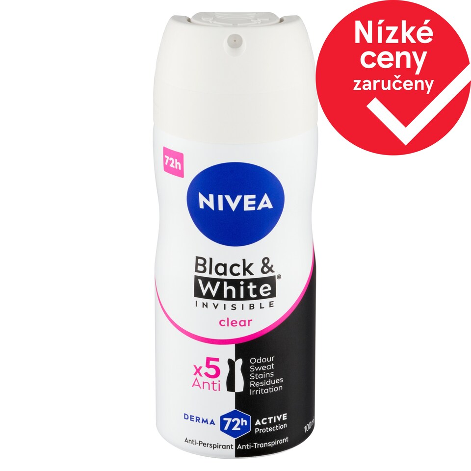 Obrázek 1 pro produkt Nivea Black & White Invisible Clear Sprej antiperspirant 100ml