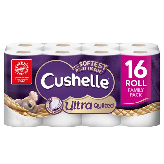 Cushelle Ultra Quilted 3 Ply 16 Roll Family Pack Tesco Groceries