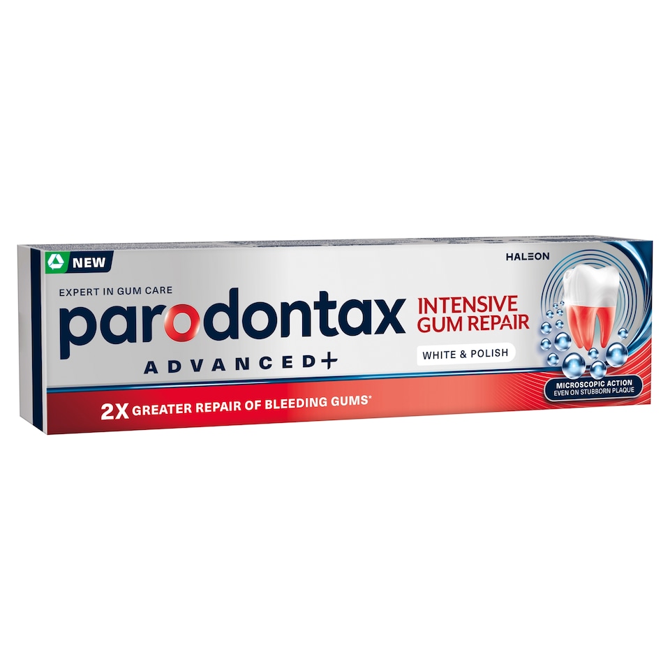 Obrázek 1 pro produkt Parodontax Advanced+ Intensive Gum Repair White & Polish zubní pasta s fluoridem 75ml