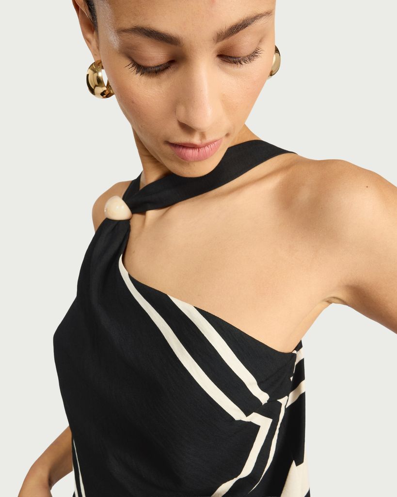 F&F Geometric Print Halterneck Co-ord Top in Multi Black